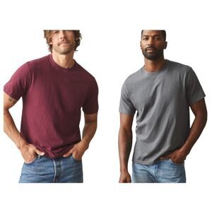 Lot Of 2 NEW American Giant Men's Premium Slub Crew Tee Dark Iron Grey Maroon XL